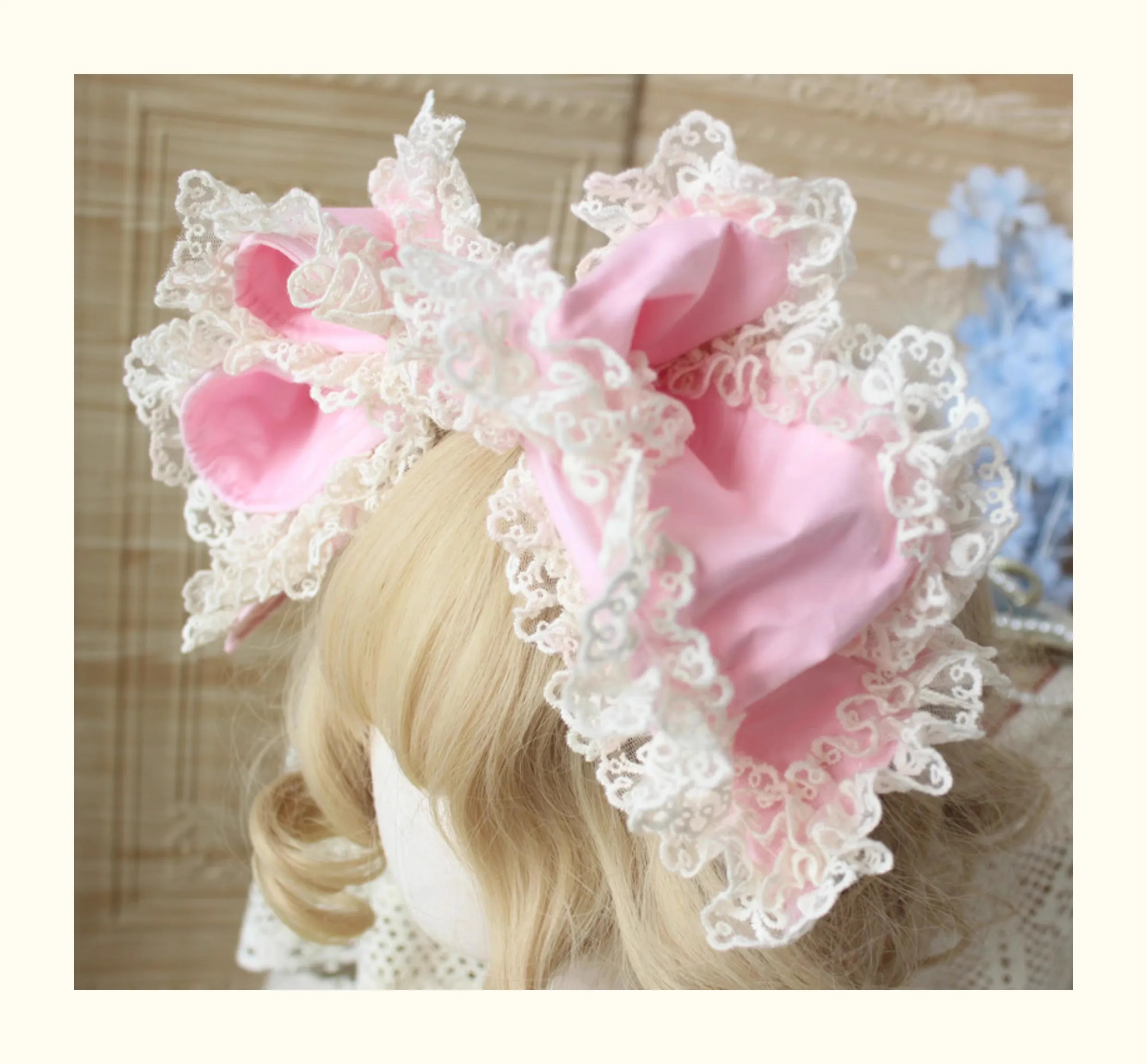 Lolita Lovely Lace Headband Hair Clips Sweet Big Bow Kawaii Victorian Hair Hoop Cosplay Cute Gothic Hairbands for Girls Women