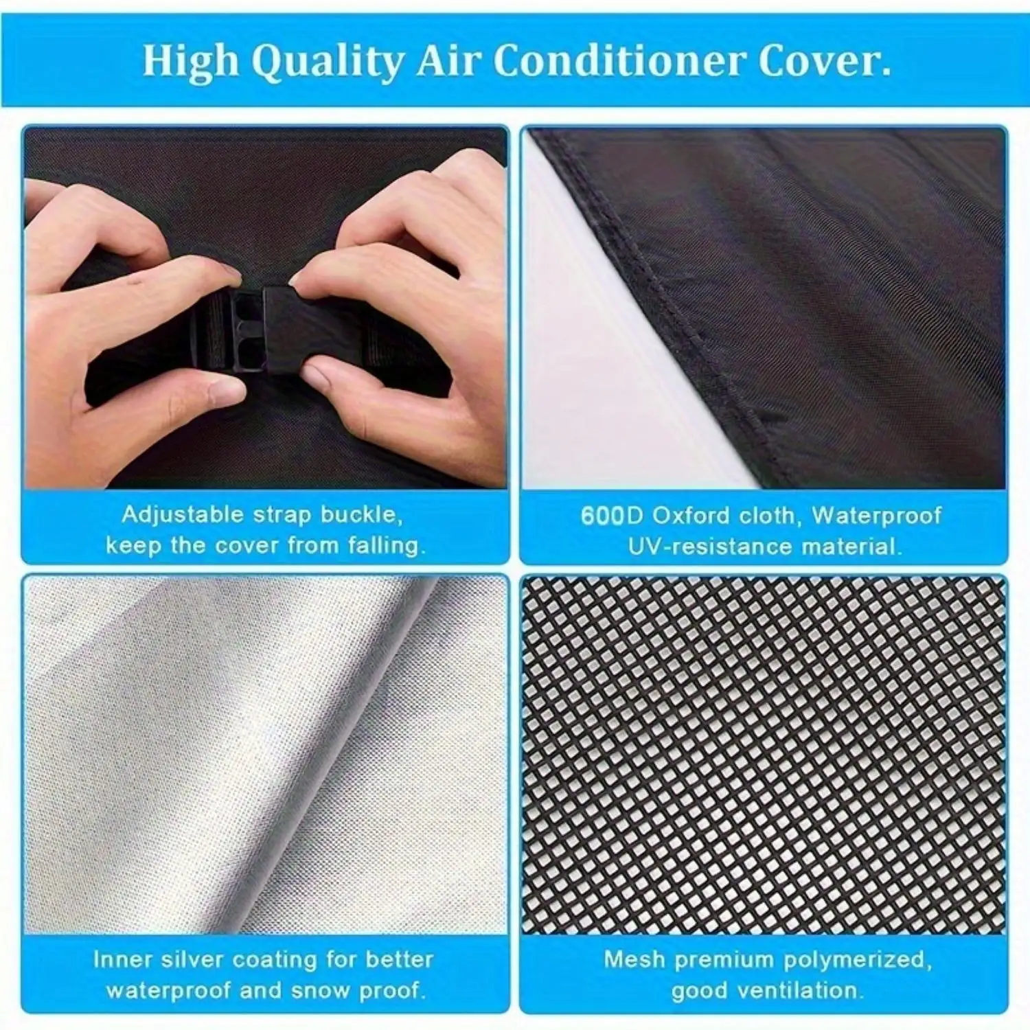 Air Conditioner Cover Full Breathable Mesh With Detachable Waterproof Top Outside Dust-Proof Cover