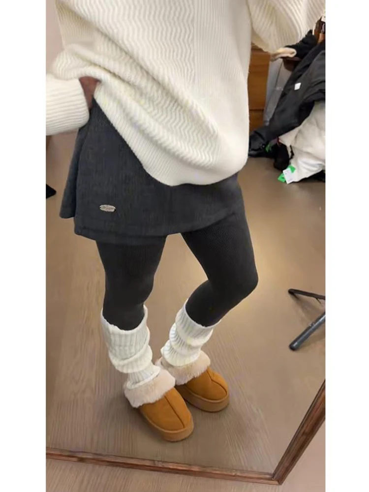 

High Waist ey Woolen Skirt Women's Autumn Winter 2024 New Sle Faionable Slimming Versatile Retro Skirt Pants