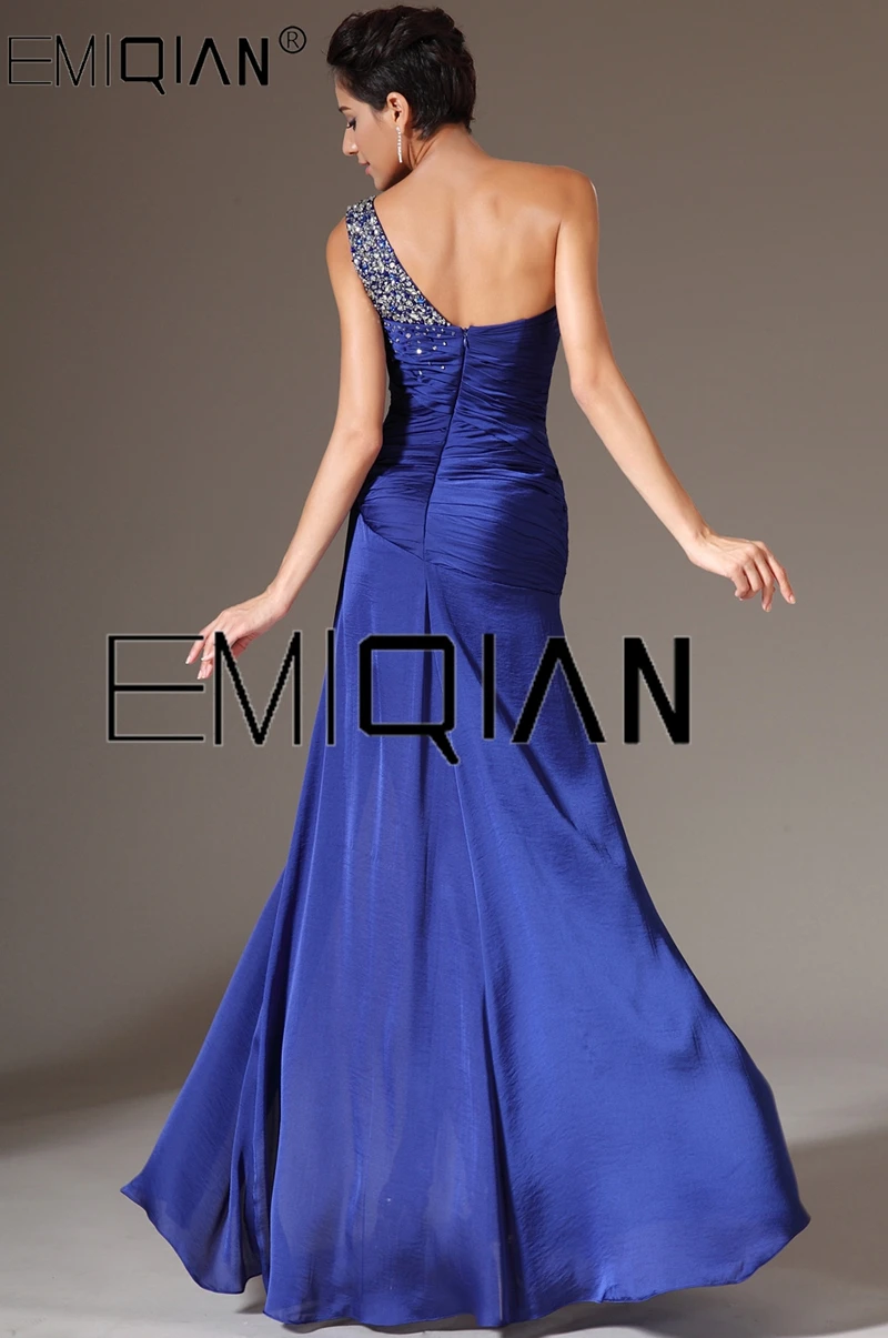 New Single Strap High Slit Beaded Evening Dress Women's Evening Gowns