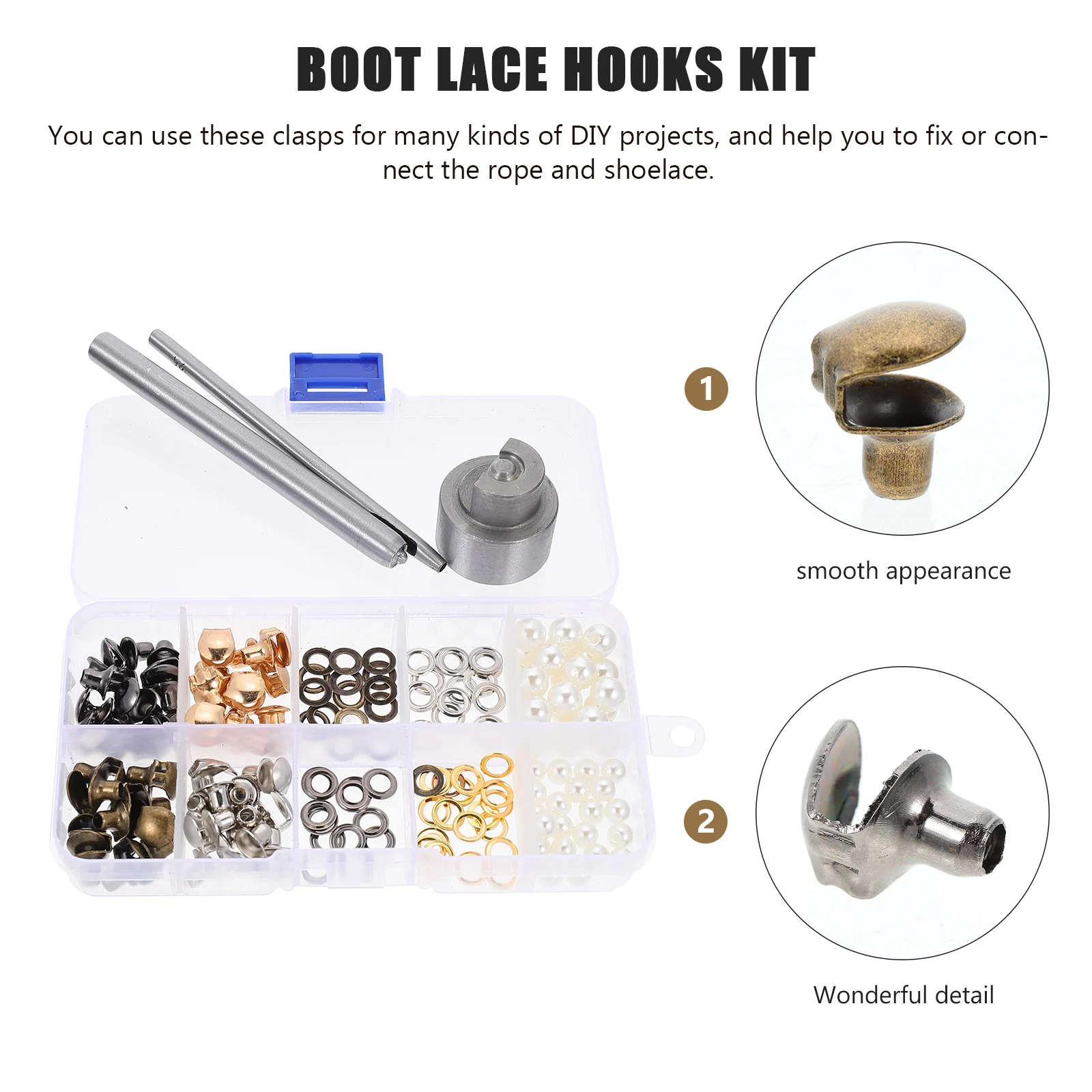 

1Set U Shaped Buckles Boot Lace Hooks Kit DIY Shoelace Buckles Repair Metal Shoe Lace Accessories Boot Hooks DIY Buckle Parts