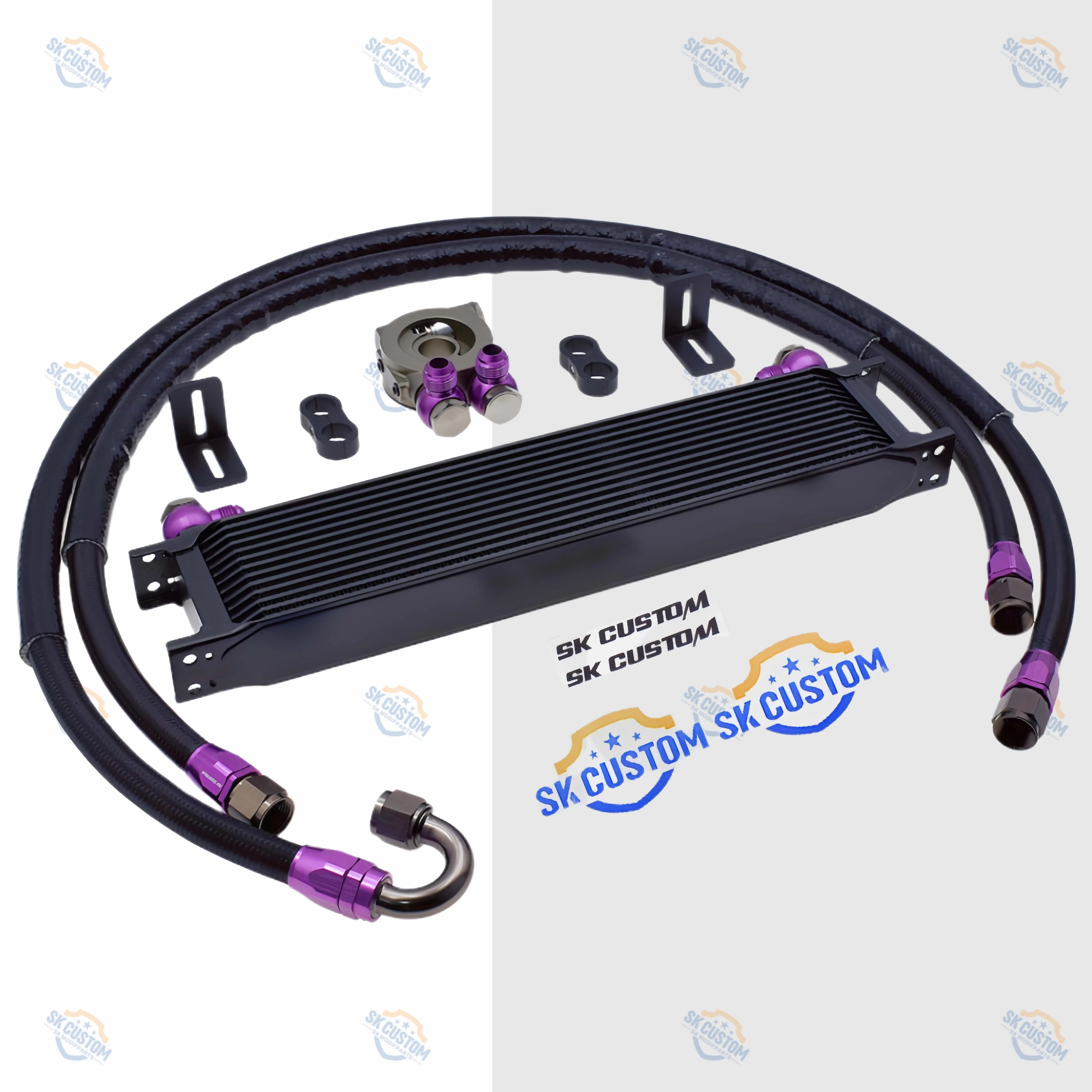 SK CUSTOM For Toyota GR Yaris Engine Oil Cooler Kit Direct Fit Racing Cooling Aluminum Radiator AN10