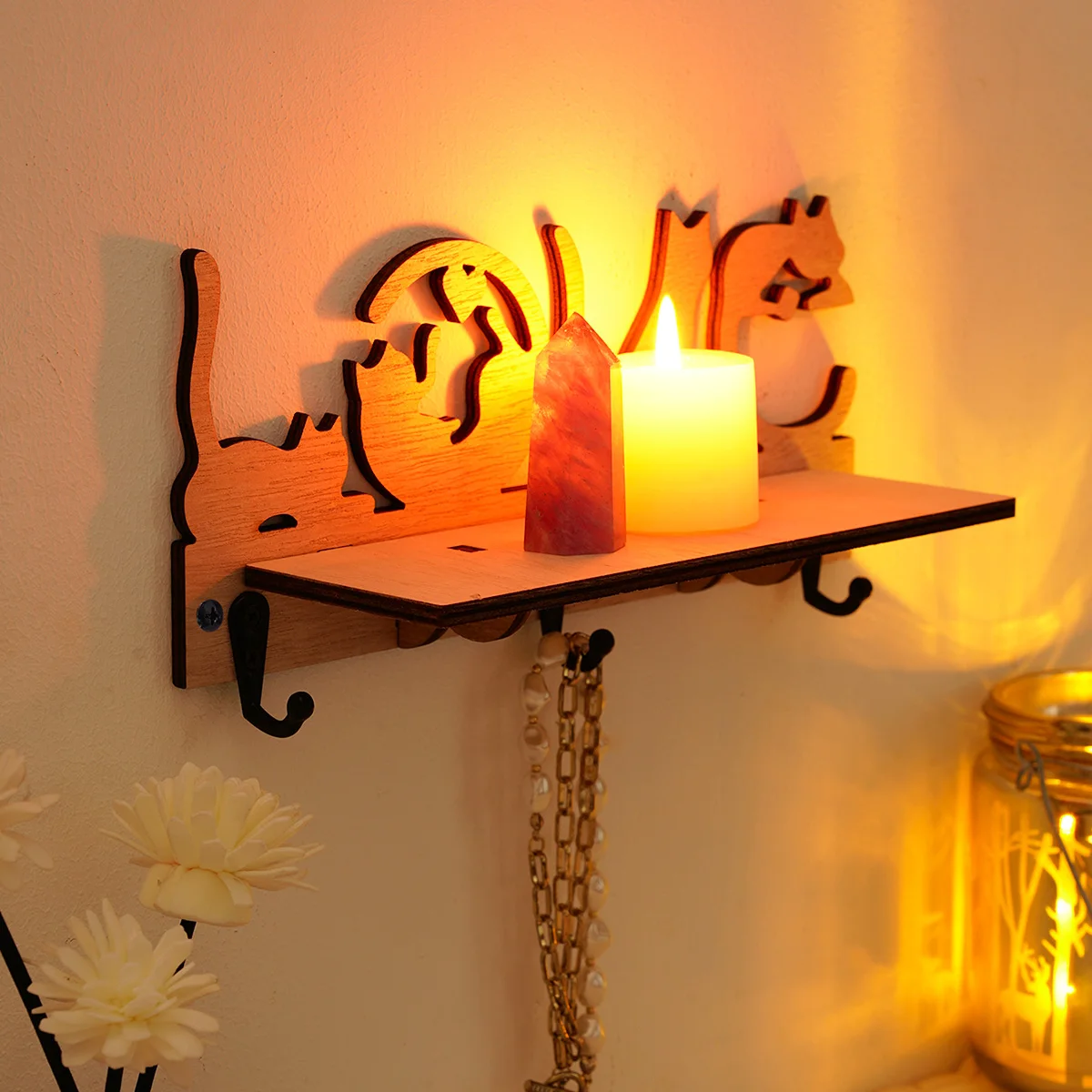 1PC, Simple Wall Decoration Display Stand, Little Cat Love-Shaped Wall Decoration Wall Rack