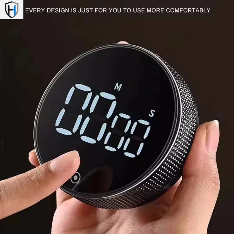 Rotary Digital Kitchen Timer Magnetic LED Display Electronic Countdown Timer Stopwatch Alarm Clock Time Reminder for Cooking