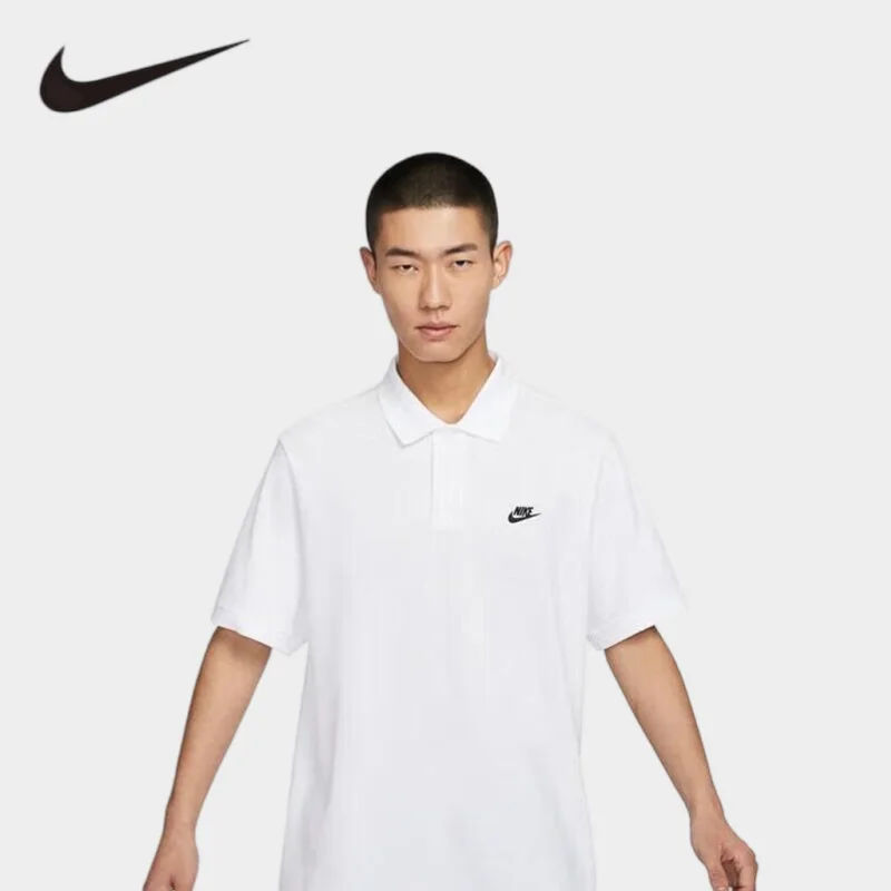 Camiseta polo masculina Nike NIKE CLUB de manga curta com gola branca de algodão FN3895-100