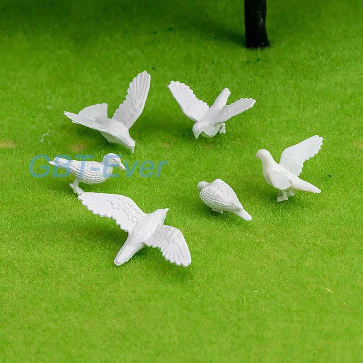 5 Stuks Miniatuur Witte Duiven Dier Vogel Model Poppenhuis Sprookjesachtige Inrichting Voor Tuin Dierentuin Scène Maken Materiaal