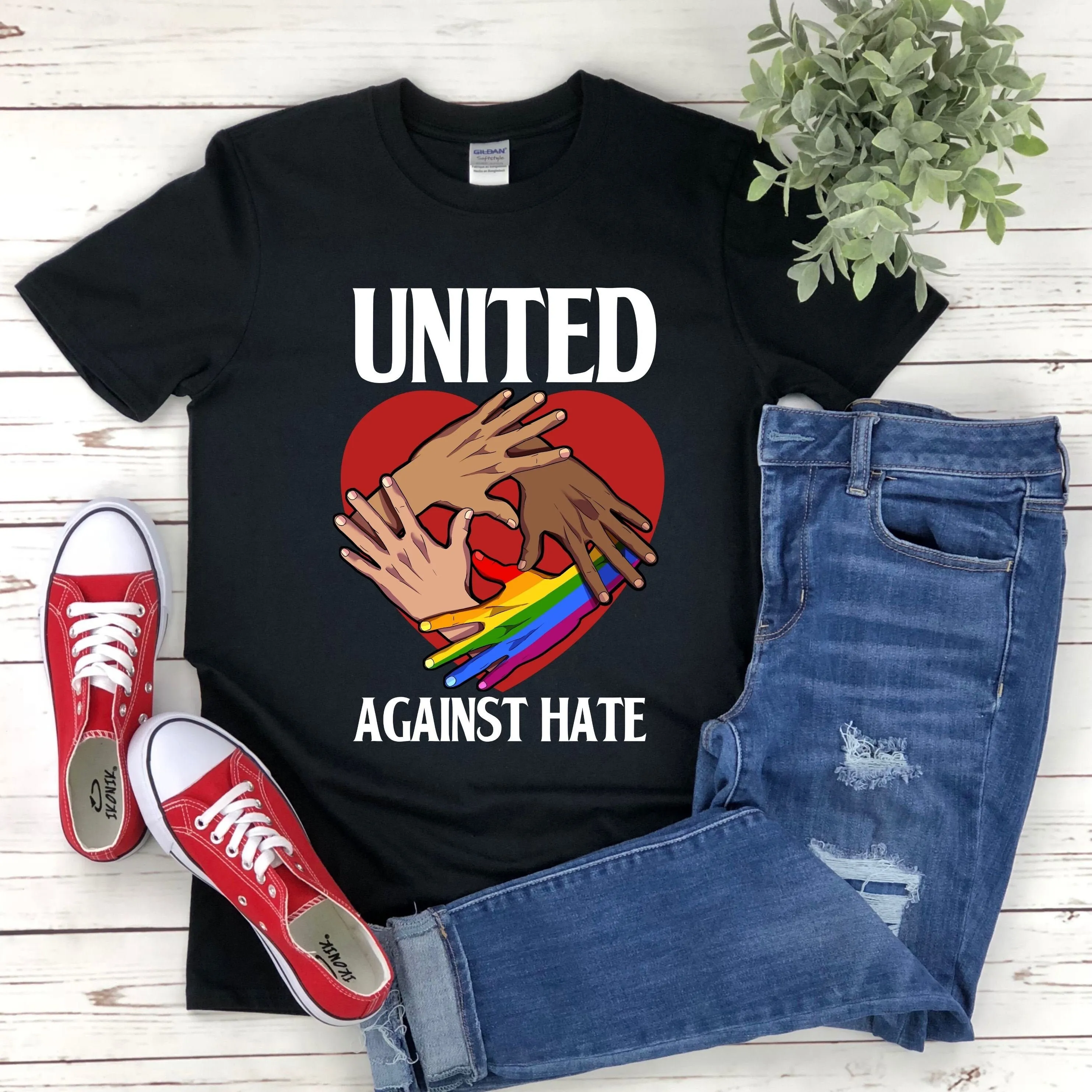 United Against Hate Lgbtq Pride Month Black Melanin Blm Equality Human Rights Lgbt Ally Unity T Shirt Sweater