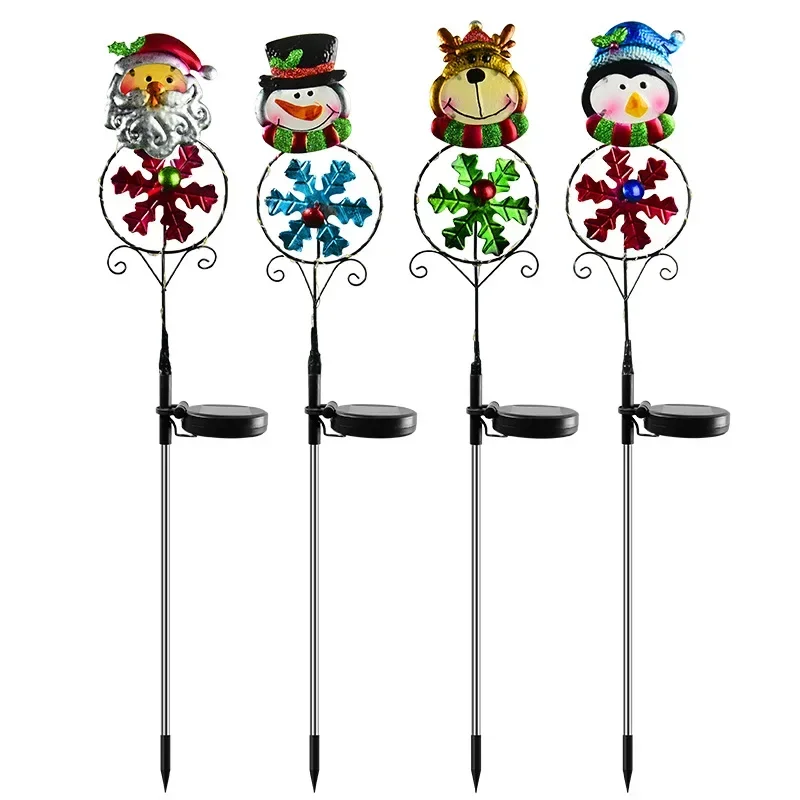 

2024 Christmas Pathway LED Solar Lights Outdoor Waterproof Santa Claus Lawn Stake Lamp for Walkway Yard Xmas Party Home Decor