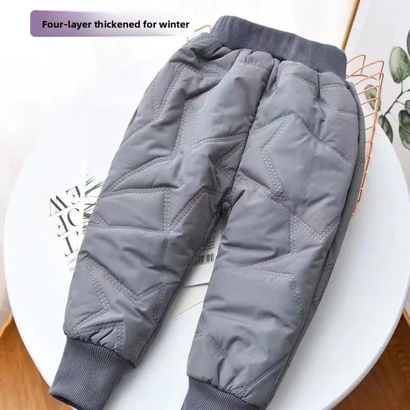 Thiened Cotton Trousers for Children Outdoor Wear Warm Pants Fce Lined ex Long Pants for Boys And Girls