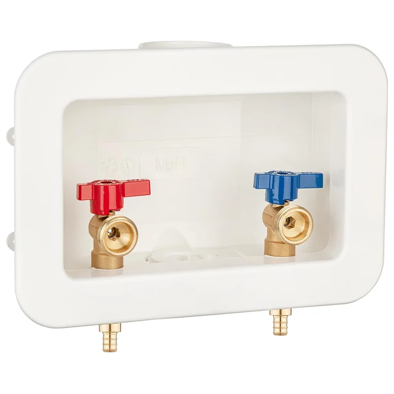 

A02V-Washing Machine Hoses Connector- 1/2 Inch Push-To-Connect Outlet Box With 2 Inch Central Drain, Fits 3/4 Inch Hose Set