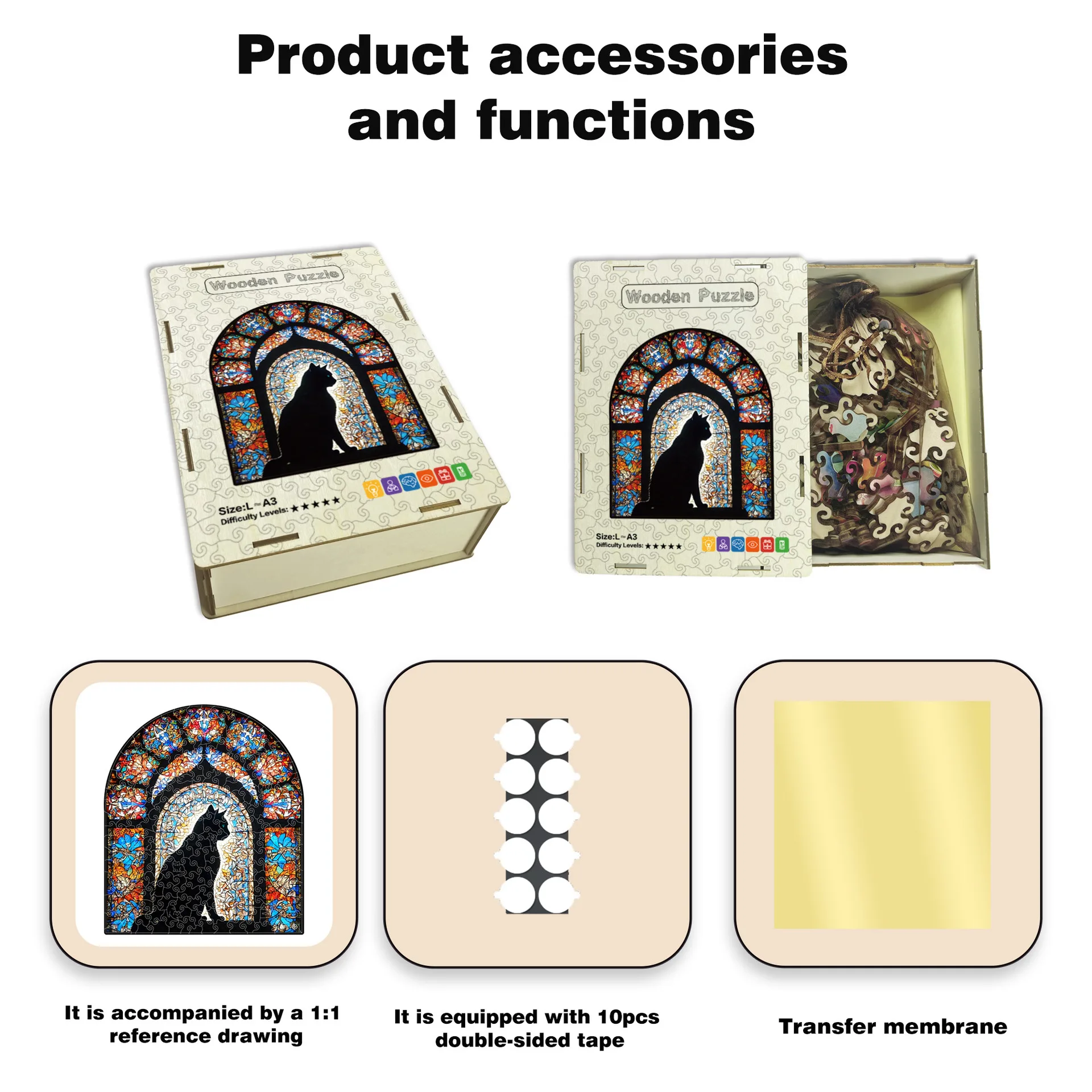 119/244개 불규칙한 모양의 고양이 나무 퍼즐 퍼즐 스트레스 해소 게임 고양이 애호가를 위한 생일 크리스마스 선물 홈 데코