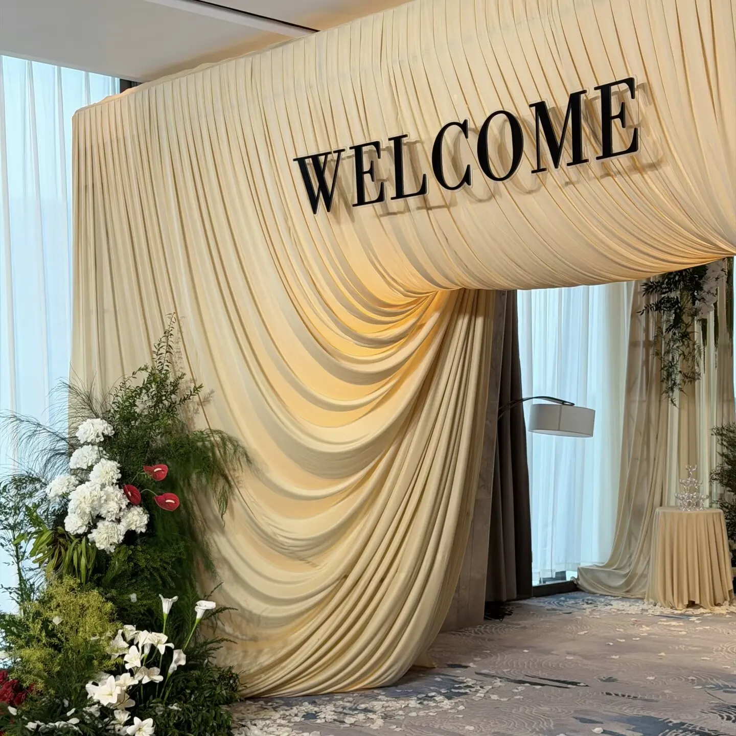 White Beige Elastic Fabric Soft Draping for Wedding Background Sheer Curtain Stage Layout Banquet Milk Silk Fabric