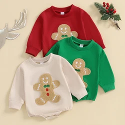 Christmas Newborn Baby Girls Boys Casual Rompers 0-18M Cartoon Embroidery Long Sleeve Sweatshirts Jumpsuits Xmas Costume