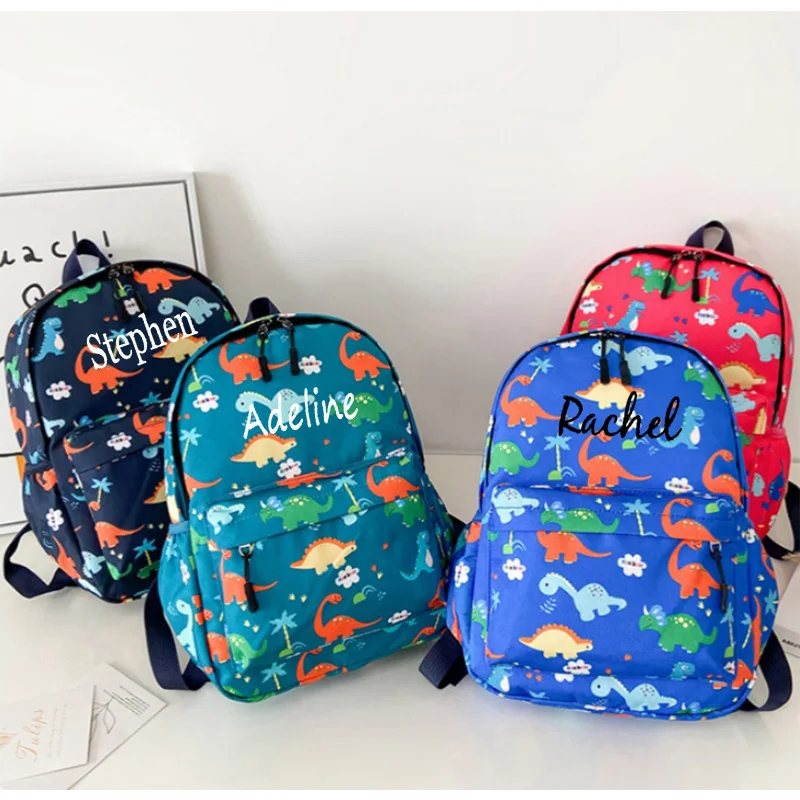 Mochila bordada personalizada para crianças, mochila leve para crianças pré-escolares, mochila de viagem fofa dos desenhos animados para meninos e meninas