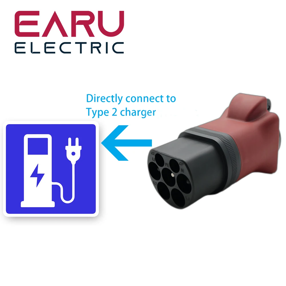 Przenośny adapter ładowania EV z wtyczką męską 220 V typu 2 do gniazda Schuko Akcesoria samochodowe, do ładowarki EV Złącze EV
