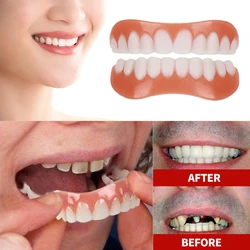 Sdotter False Teeth Silicone Upper Lower Veneers Teeth Braces Dentures Paste Dentures Temporary Fake Tooth Fake Teeth Whitening