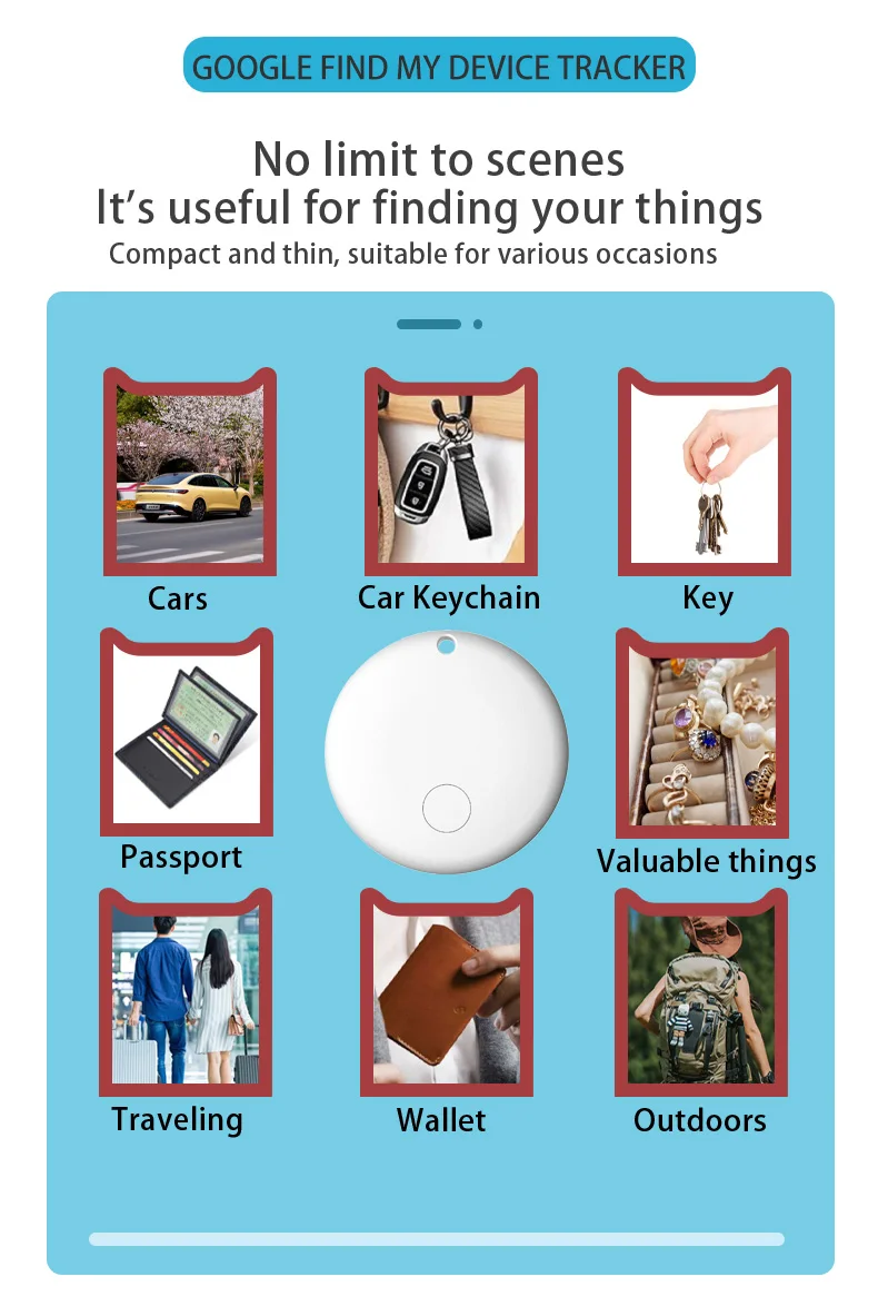 Android Anti-Verlust-Tracker für Google Find My Positioning Fernortung Sprachlokalisierung für Koffer Schlüssel Taschen Spielzeug Smart Airtag – Detail 2