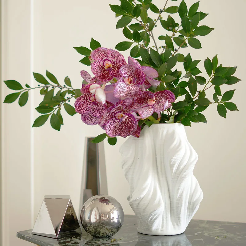 Ceramic Artificial Flower Vase Irregular Shape White Ceramic Vase 3-piece Set