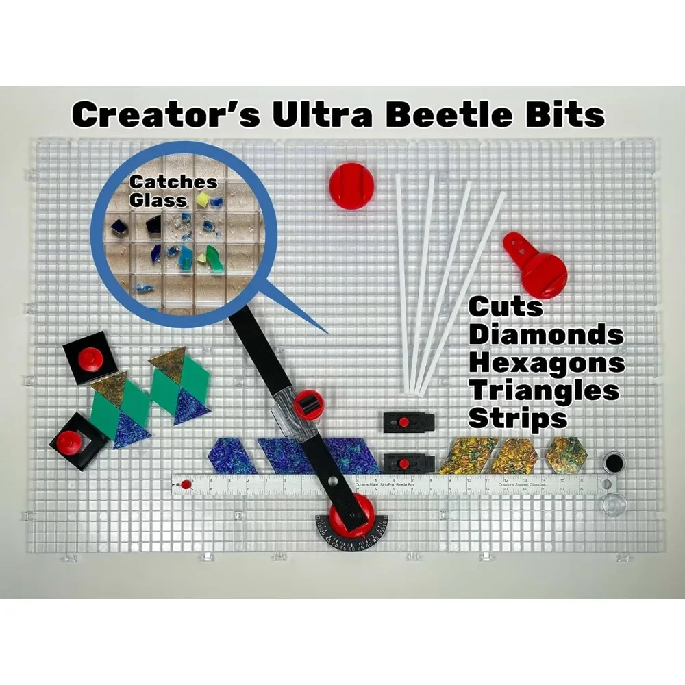 Creator's Ultra Beetle Bits Everything Glass Cutting System, InPorter with 6-Pack Waffle Grids and Push Button, Flying Beetle