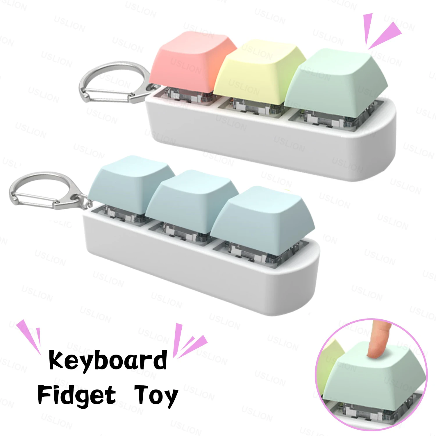 Keyboard Key Fidget Reliver Stress Toys Colorful Keychain Keycap Antistress Toys Adult Children Finger Button Toy Kids Game Gift