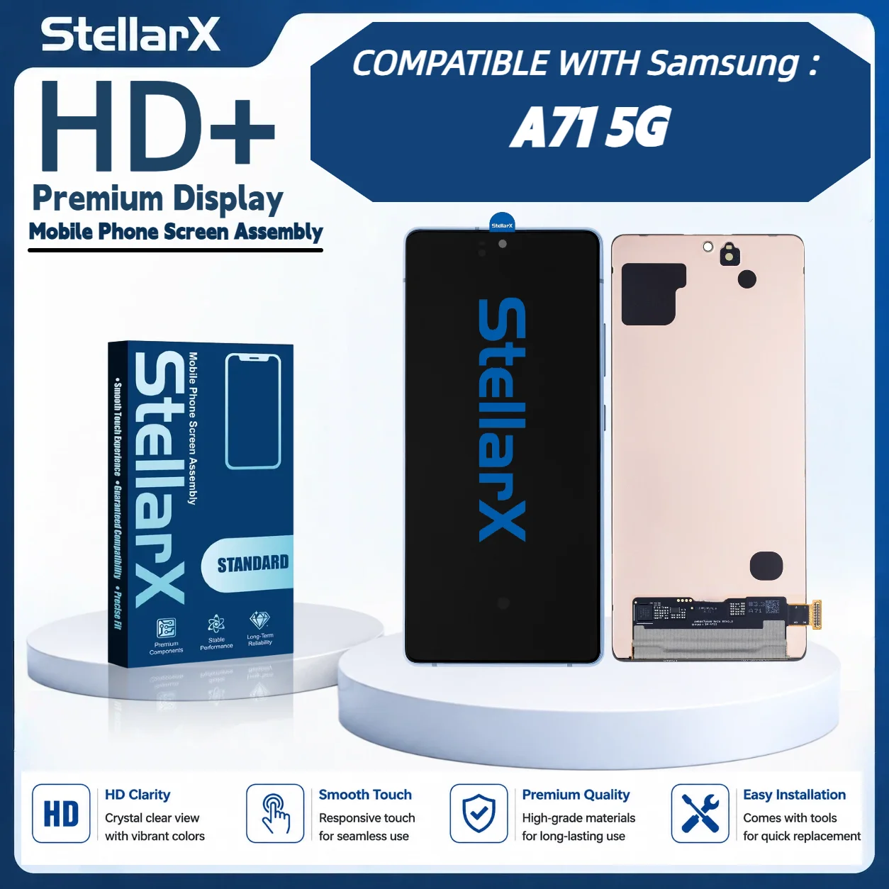 StellarX HD+ High Resolution Display Screen Replacement for Samsung A71 5G LCD Assembly Without Frame with free tools