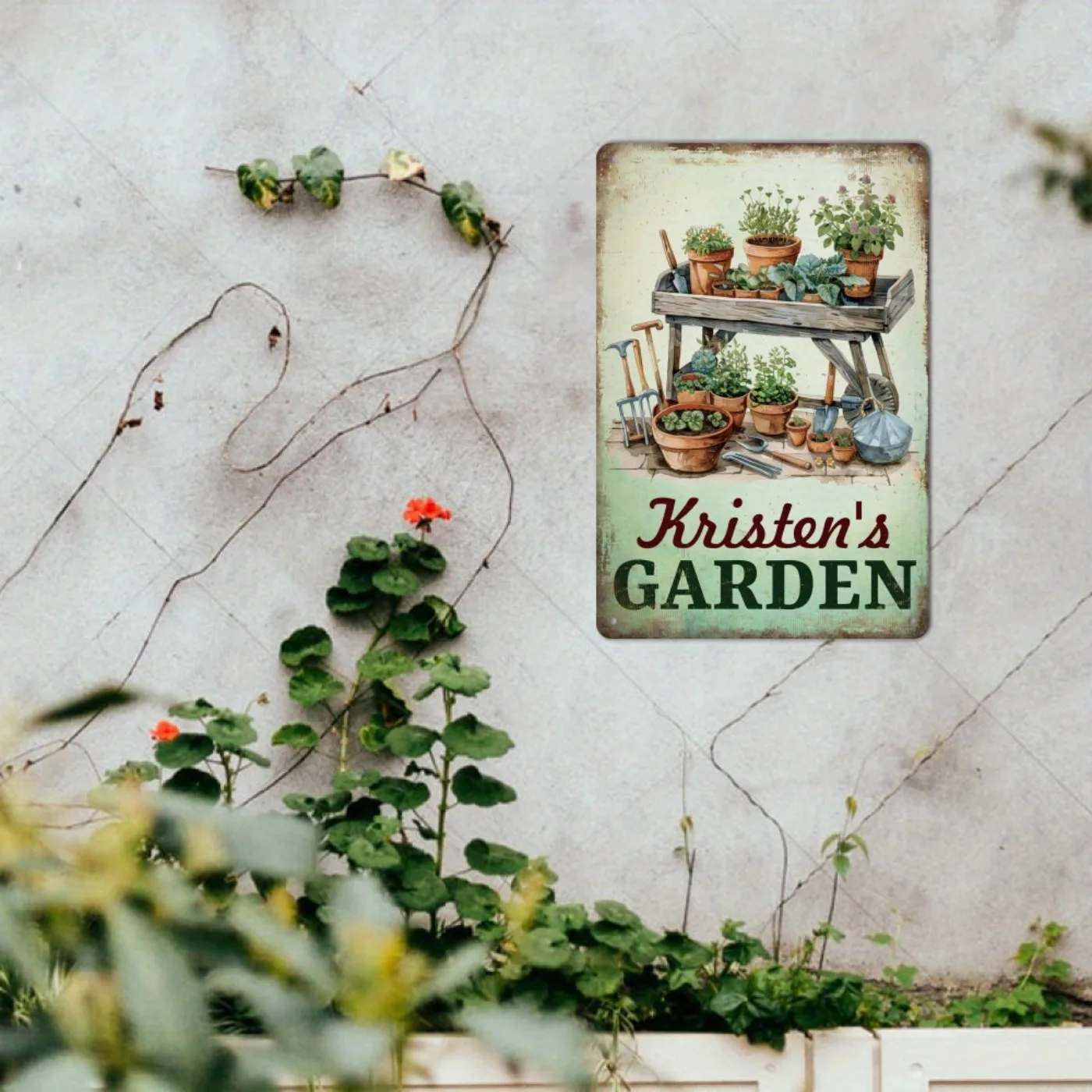 Individuelles Metallschild, personalisierte Gartenschilder im Vintage-Stil, staub- und wasserdicht (nur zur Dekoration)