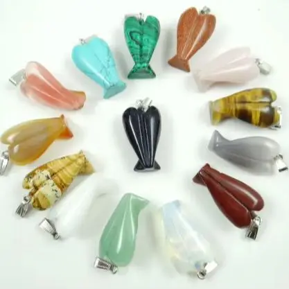 natural stone Quartz crystal Turquoises aventurine tiger eye angel Pendant for diy Jewelry making necklace Accessories