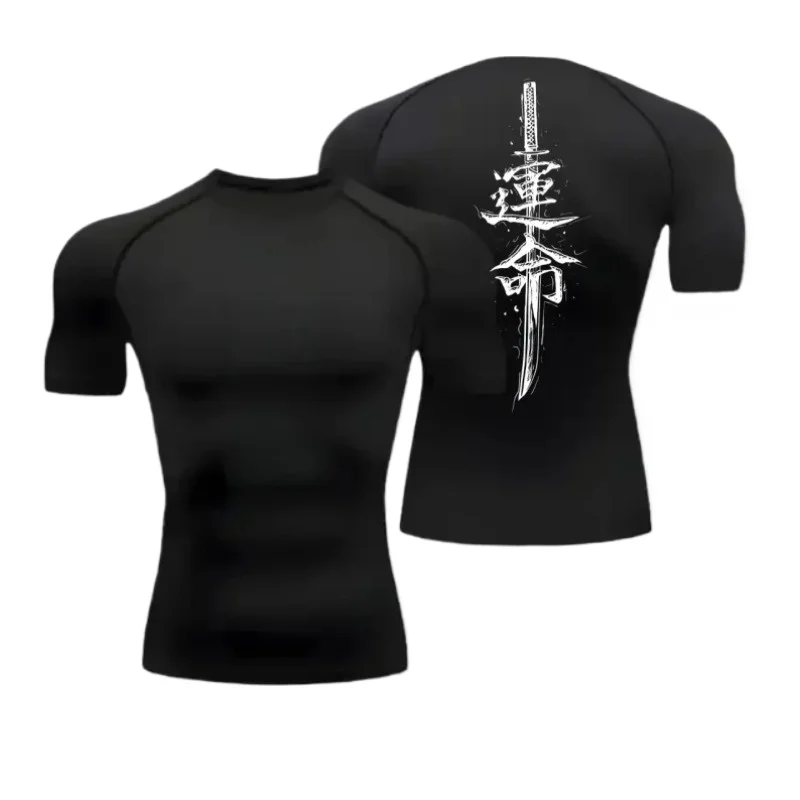 

Мужская компрессионная футболка для спорта, быстросохнущая, для фитнеса, облегающая, влагоотводящая, для бега, велоспорта, активного отдыха, с коротким рукавом, эластичная