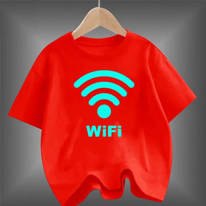 تي شيرت متوهج في الظلام للأطفال ، تيشيرتات كاجوال للأطفال ، تيشيرتات للأولاد ، أكمام قصيرة ، مضيء ، واي فاي ، مضحك ، صيف ، جديد ،