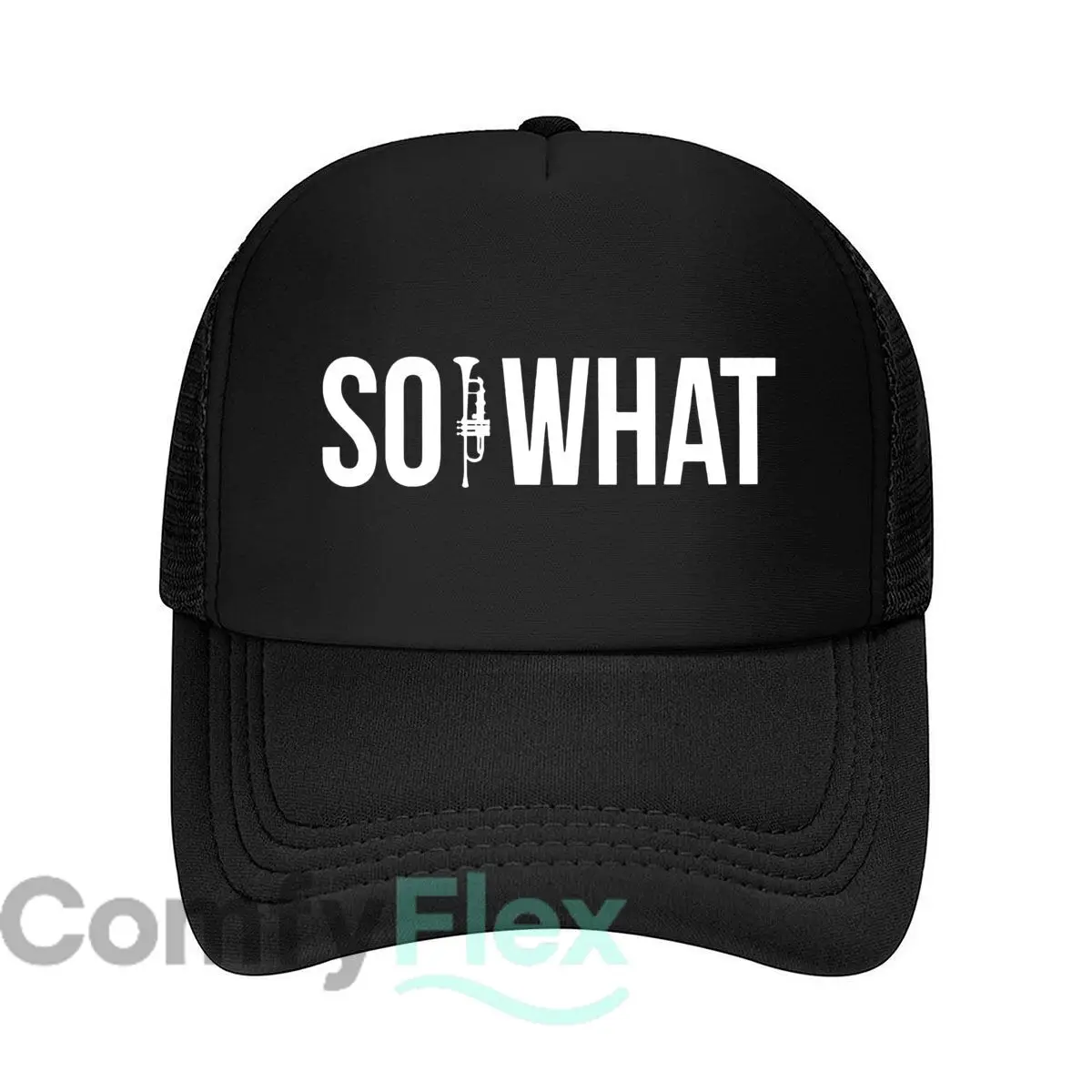 SO WHAT Trumpet Typography Text Mesh Baseball Cap Casual Hat Outdoor  For Womens Unisex Female