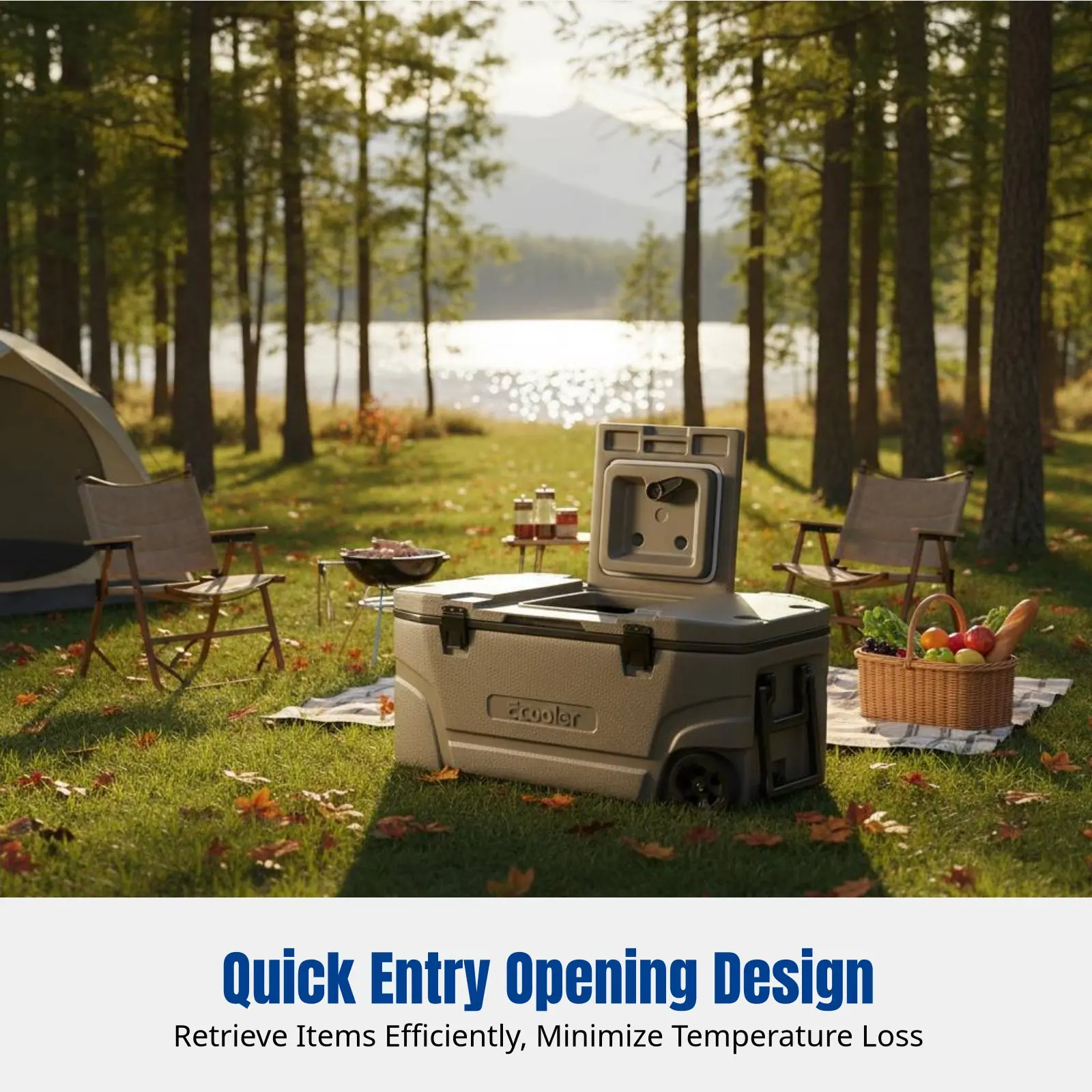 

Insulated Trolley Cooler Box, Large Capacity, Outdoor Camping, Car, Ice Food Storage, Fishing, Commercial, Random Design