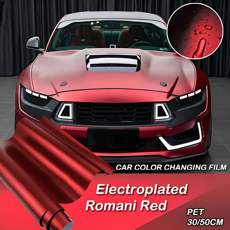 

30/50 см гальваническая пленка Romani красного цвета, меняющая цвет, виниловые аксессуары для мотоциклов, посылка для всего автомобиля, автомобильные аксессуары для X/Y/S/3