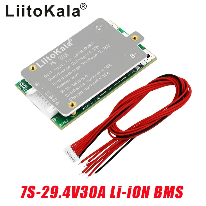 LiitoKala 7S-29.4V30A-BMS Batteria al litio 24v BMS per bici elettrica Batteria agli ioni di litio 29.4V 8Ah 10Ah 12Ah Con funzione di bilanciamento