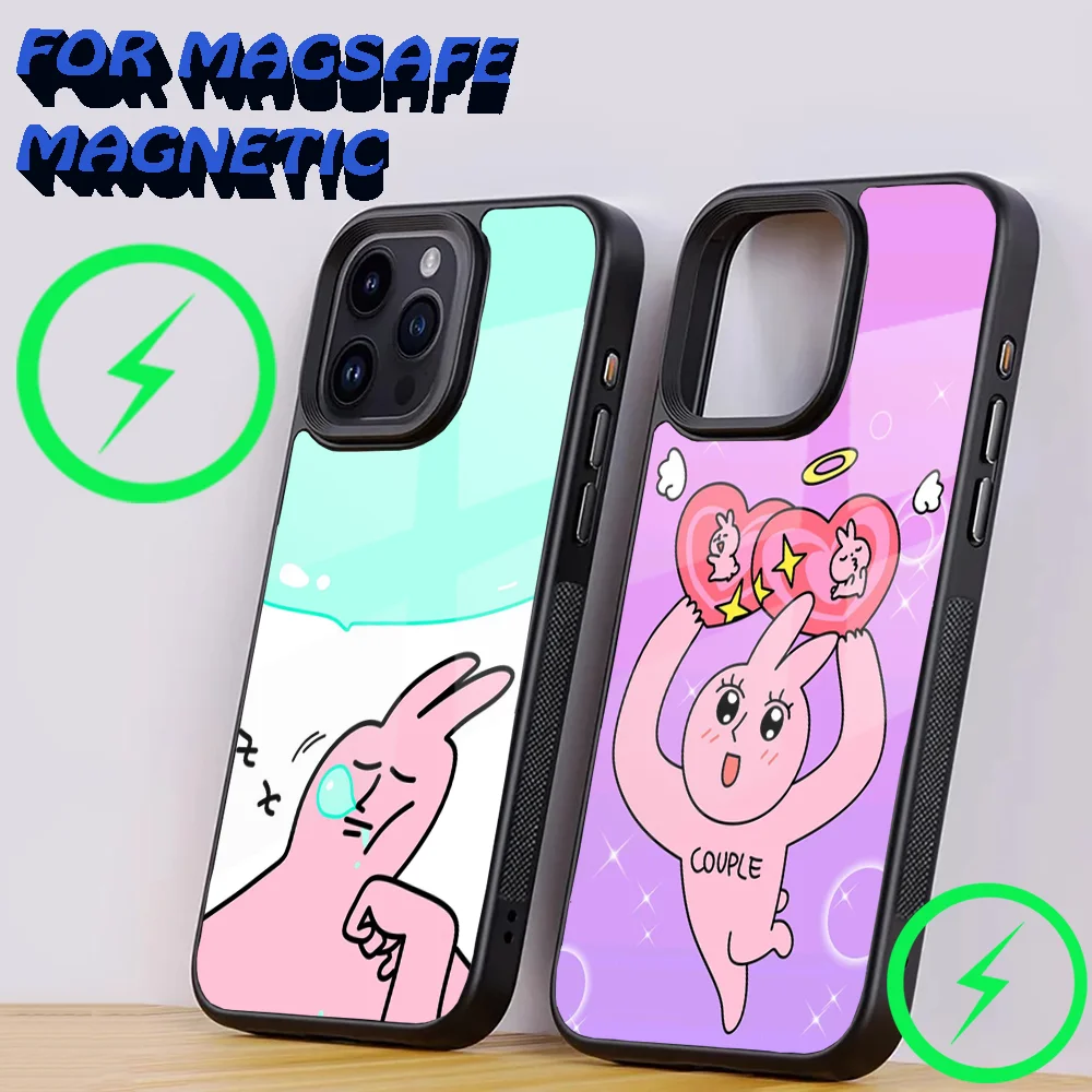 

Pink My Friend Rabbit Phone Case For iPhone 15,14,13,12,11,Plus,Pro,Max Mini Magsafe Magnetic Wireless Charging