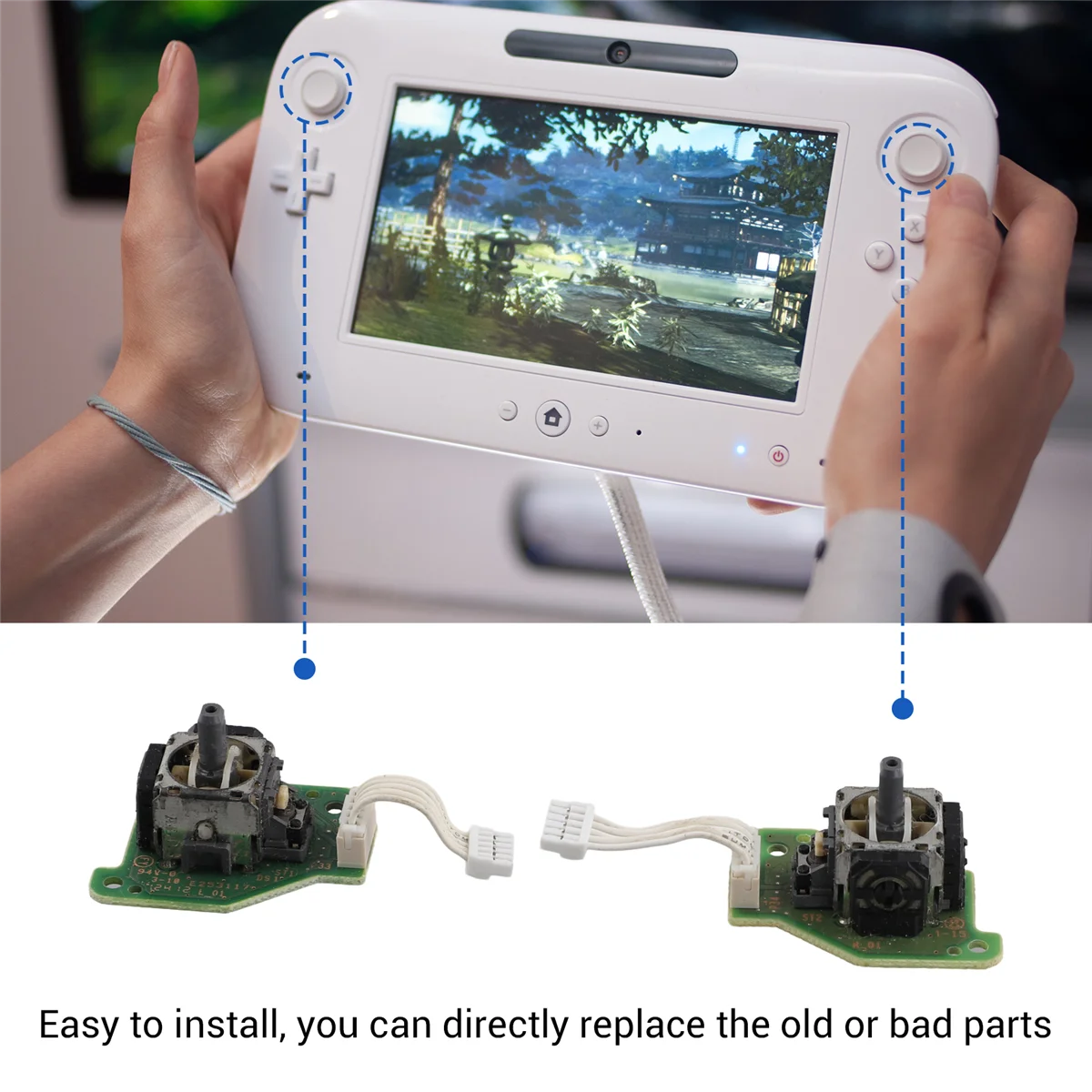 Joystick 3D mejorado de ADEGBO con cable para consola de juegos WII U PAD