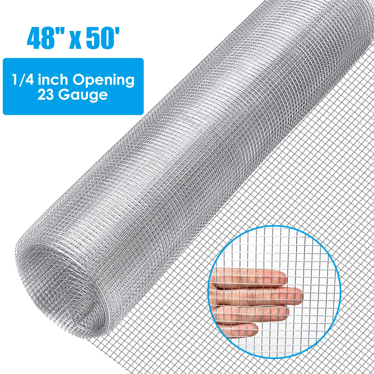 

1pc Hardware Cloth, Steel Galvanized Wire Welded Fence Mesh Roll, 48"x 50' 1/4 Inch, for Garden, Farm, and Construction