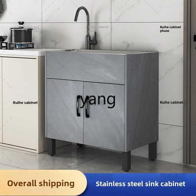 خزانة حوض شرفة حوض خضروات متكاملة من الفولاذ المقاوم للصدأ للمطبخ LMM #4