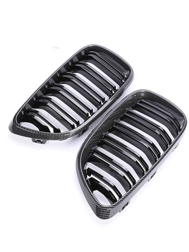 Imagen 2 del producto Parrillas de riñón de fibra de carbono Color M rendimiento individual doble listón negro brillante para BMW Serie 2 F22 F23 F87 M235i M240i