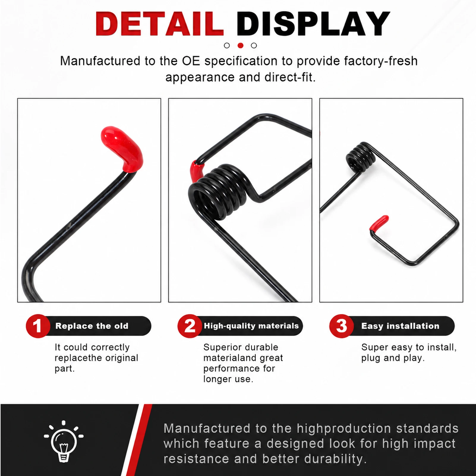 Universal 2Pcs Red/black Car Wiper Blade Booster Spring Alloy Windshield Wiper Enhancement Strip for Better Contact & Clear View