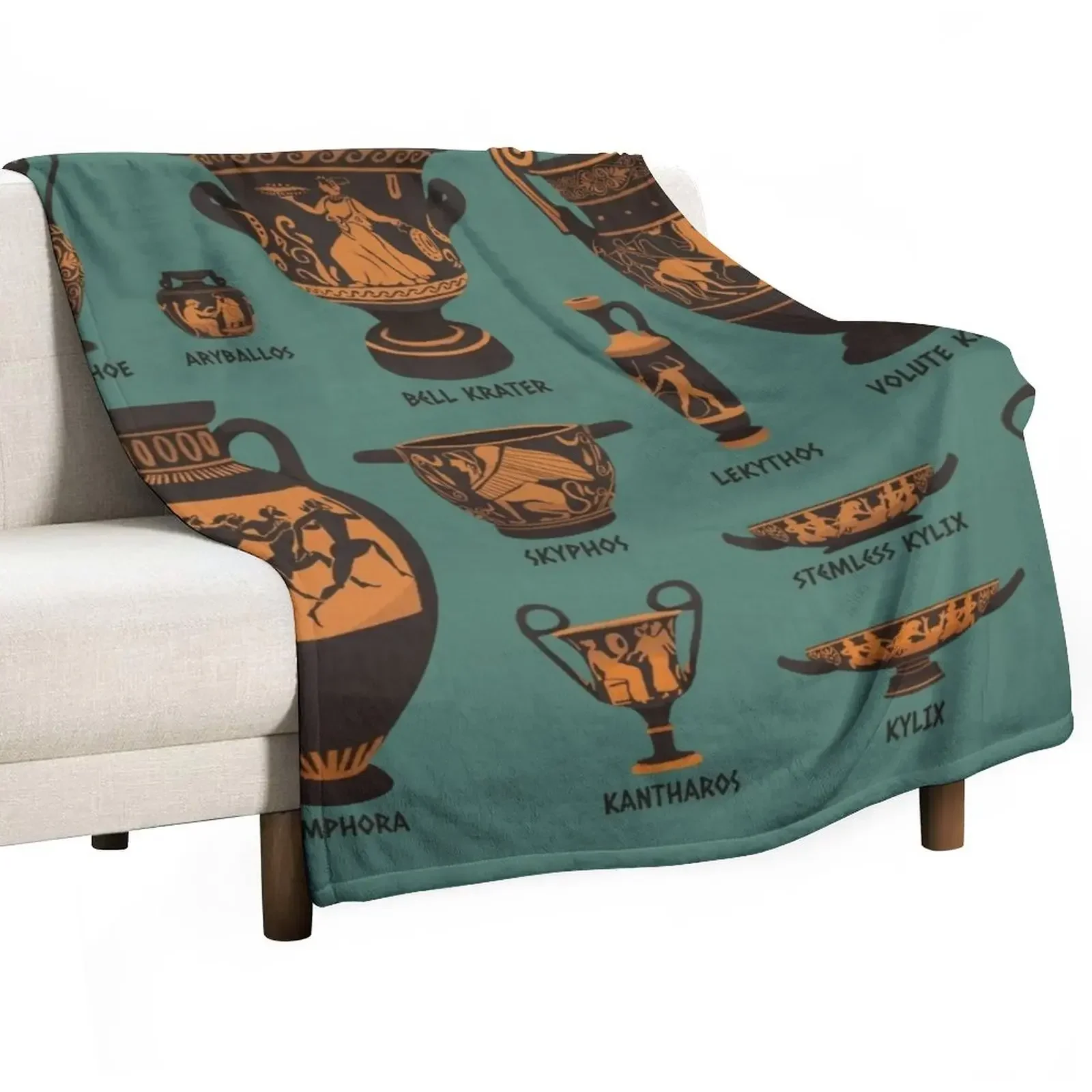 

Ancient Greek Pottery Throw Blanket Extra Large Throw Plaid on the sofa Decoratives Blankets