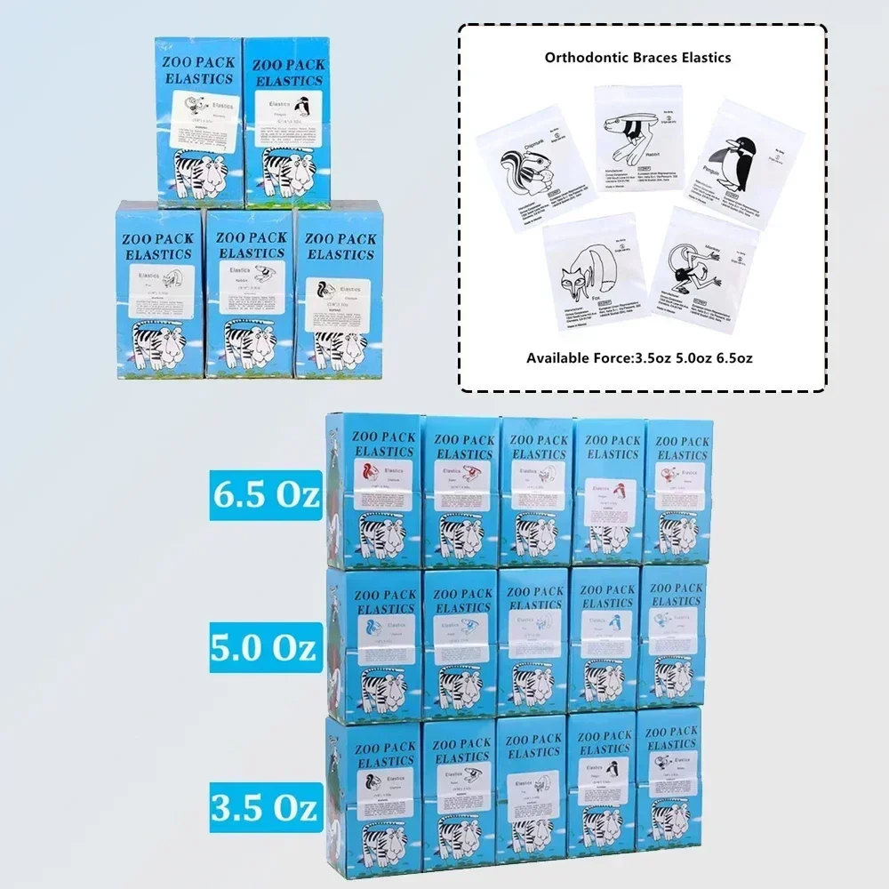 5000Pcs Orthodontic Rubber Bands O-Ring Ligation Braces Elastics Animal Traction Chipmunk Rabbit Kit