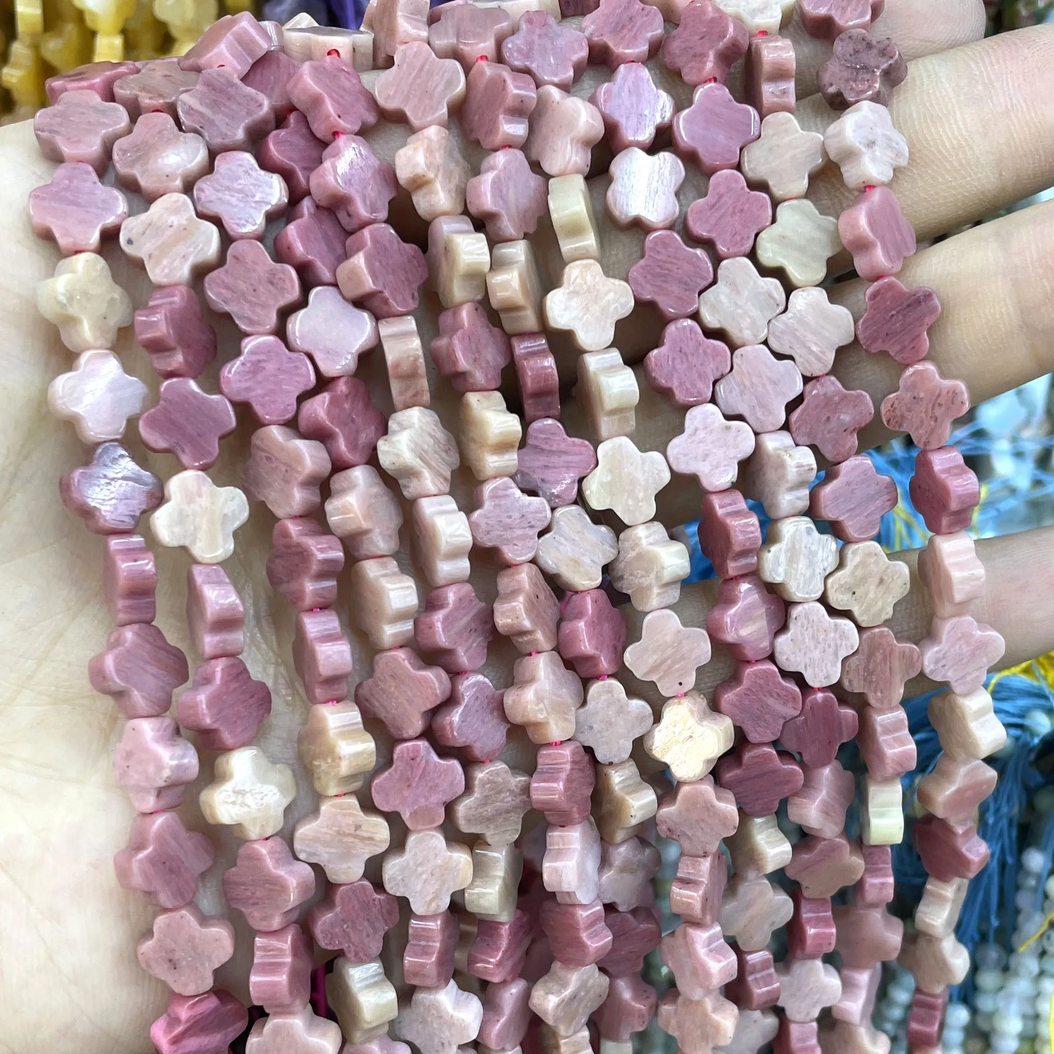 8MM Natural Stone Clover Shape Turquoises Lapis Lazuli Jades Loose Spacer Beads For Jewelry Making DIY Bracelet Accessories