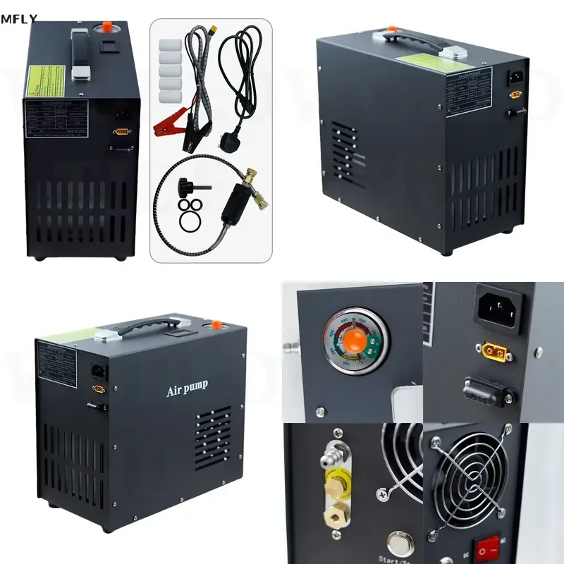 YONGHENG 4500Psi 300Bar 12V PCP Air Compressor High Pressure Compressor Auto-Stop Built-in 12V Power Adapter Diving PCP