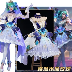 L-O-L Gwen Gwem Crystal Rose Cosplay Costume Wigs Game Gwem Glow Dress New Skin Sexy Women Halloween Cosplay Costume Stocking