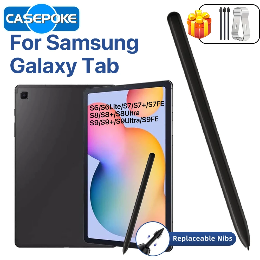 CASEPOKE 2025 New Tablet S Pen For Samsung Galaxy Tab S8 S9 S9FE S7 FE S6 Lite S7+ S8+ Stylus Pen Without Bluetooth Touch Pencil