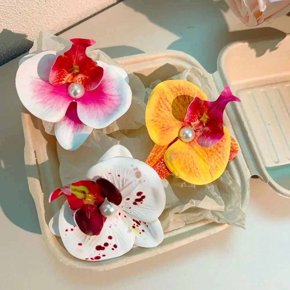 مشبك شعر لؤلؤ فالاينوبسيس للنساء ، الأوركيد ، الفراشة ، منقار البط ، إكسسوارات الشعر ، مشابك شعر بالزهور