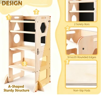 Learning Tower Household Solid Wood Washing Footstool Kitchen Standing Stool Dining Chair Can Be Folded
