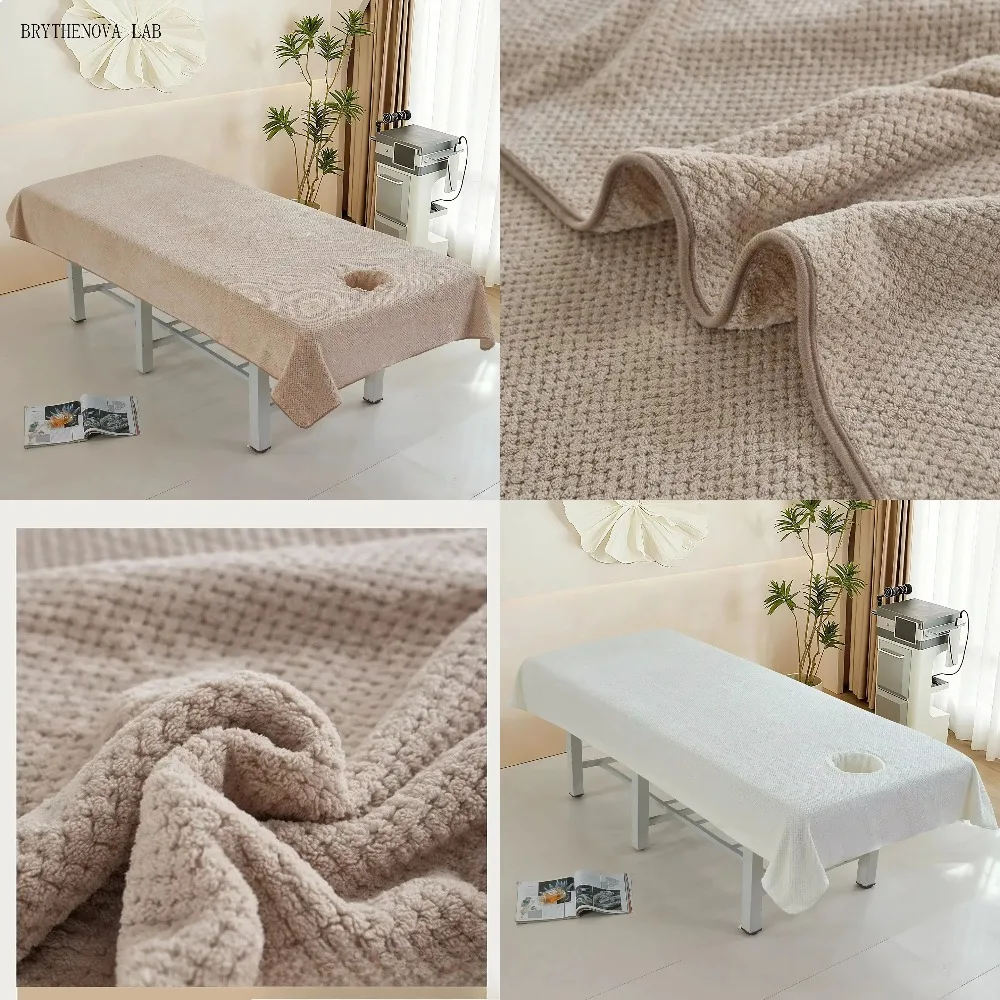 Beauty Salon Bed Sheets with Breathable Holes Thicken Velvet Bedsheets Massage Absorb Water Anti Wrinkle Dust-proof Bed Cover