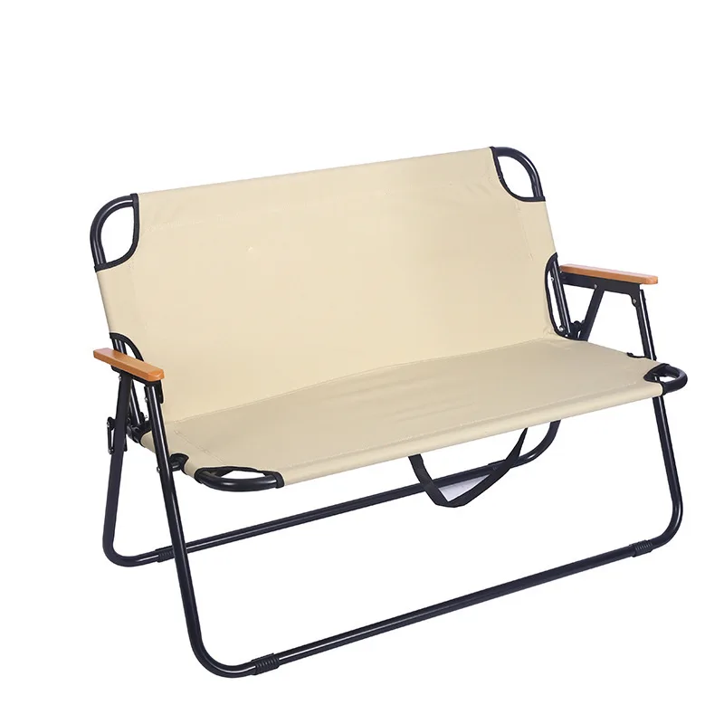 

Oxford Cloth Double Folding Chair Portable Outdoor Camping Fishing Furniture Backrest Modern Style Metal Design for Beach