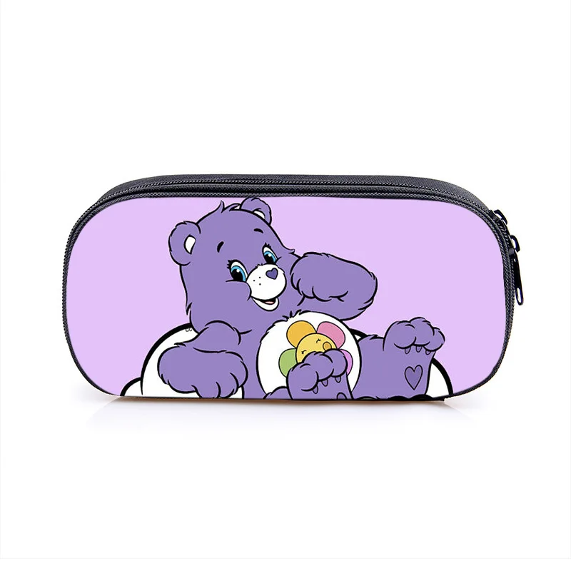 Miniso Rainbow Bear Cartoon Pen Bag Girl Anime Cute Bear Print singolo strato astuccio per matite di grande capacità cura borsa per il trucco